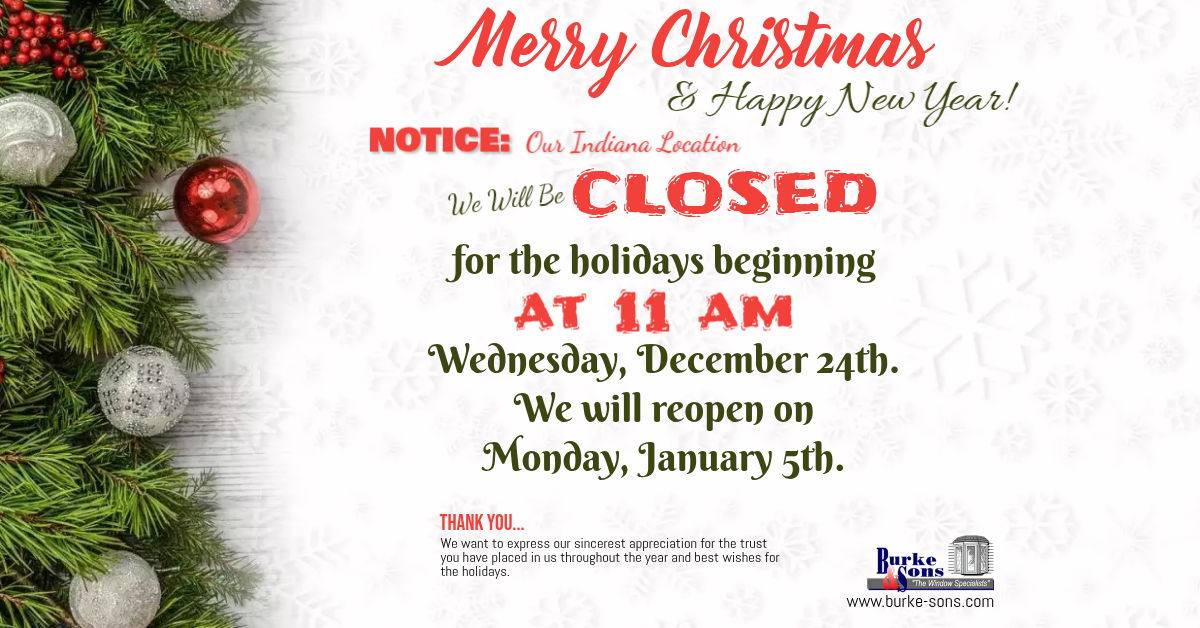 Indiana 2025 Holiday Hours FB