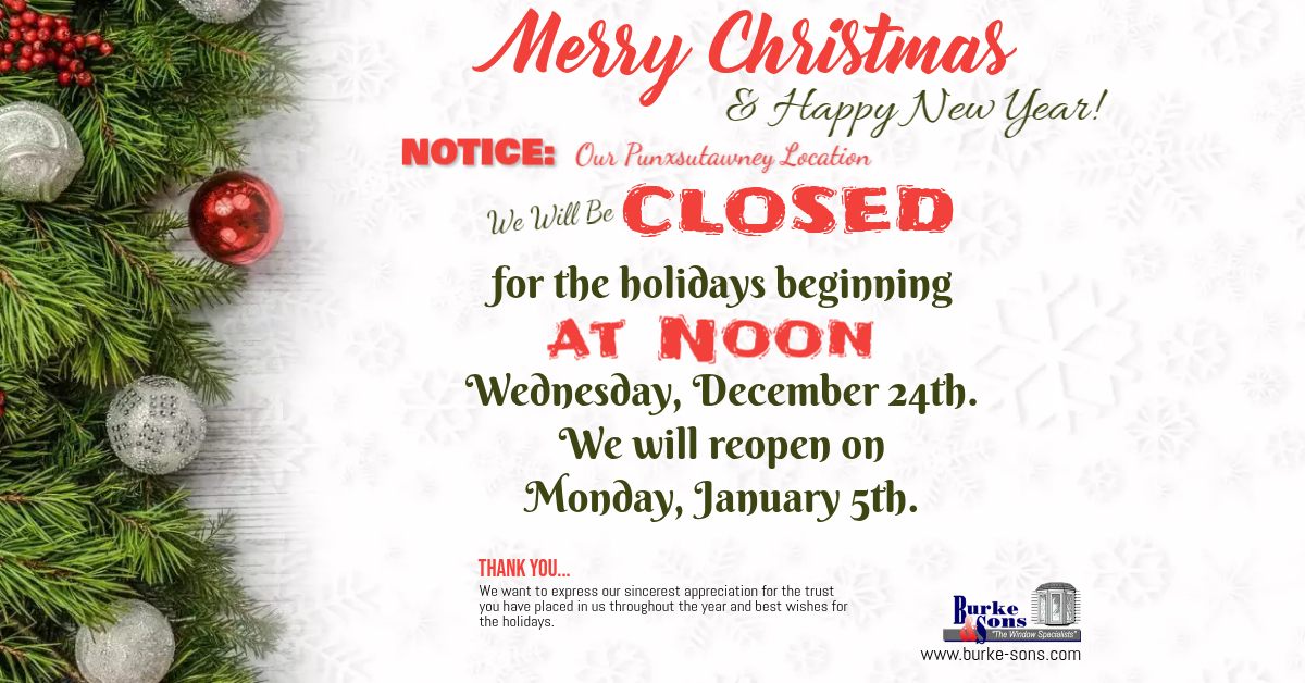 Punxsy 2025 Holiday Hours FB